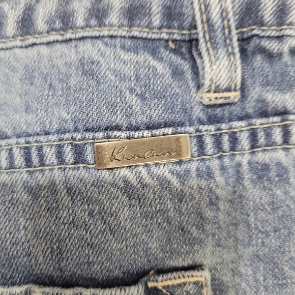 KanCan High Rise Straight Leg Cuffed 100% Cotton Distressed Jeans Size 15/31 - Picture 12 of 16